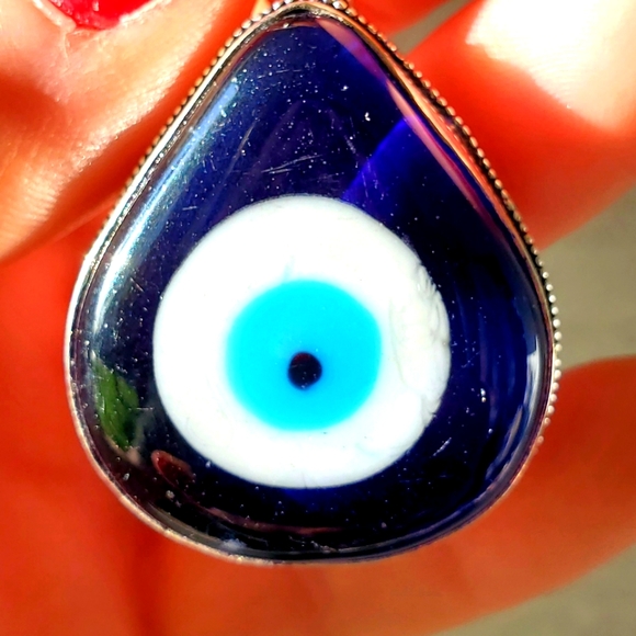 New Blue Evil Eye Antique Design 925 Silver Pendant. - Picture 14 of 15